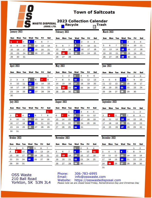 OSS Collection Calendar